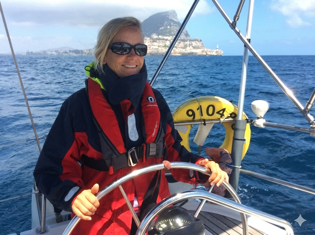 Founder sailing near Gibraltar
