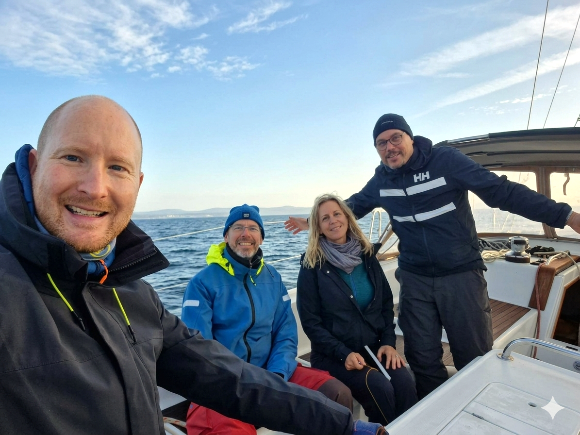 Sailors on a marina pontoon