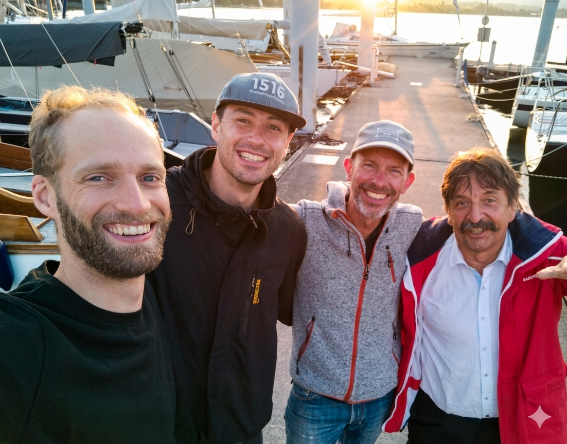 Sailors on a marina pontoon