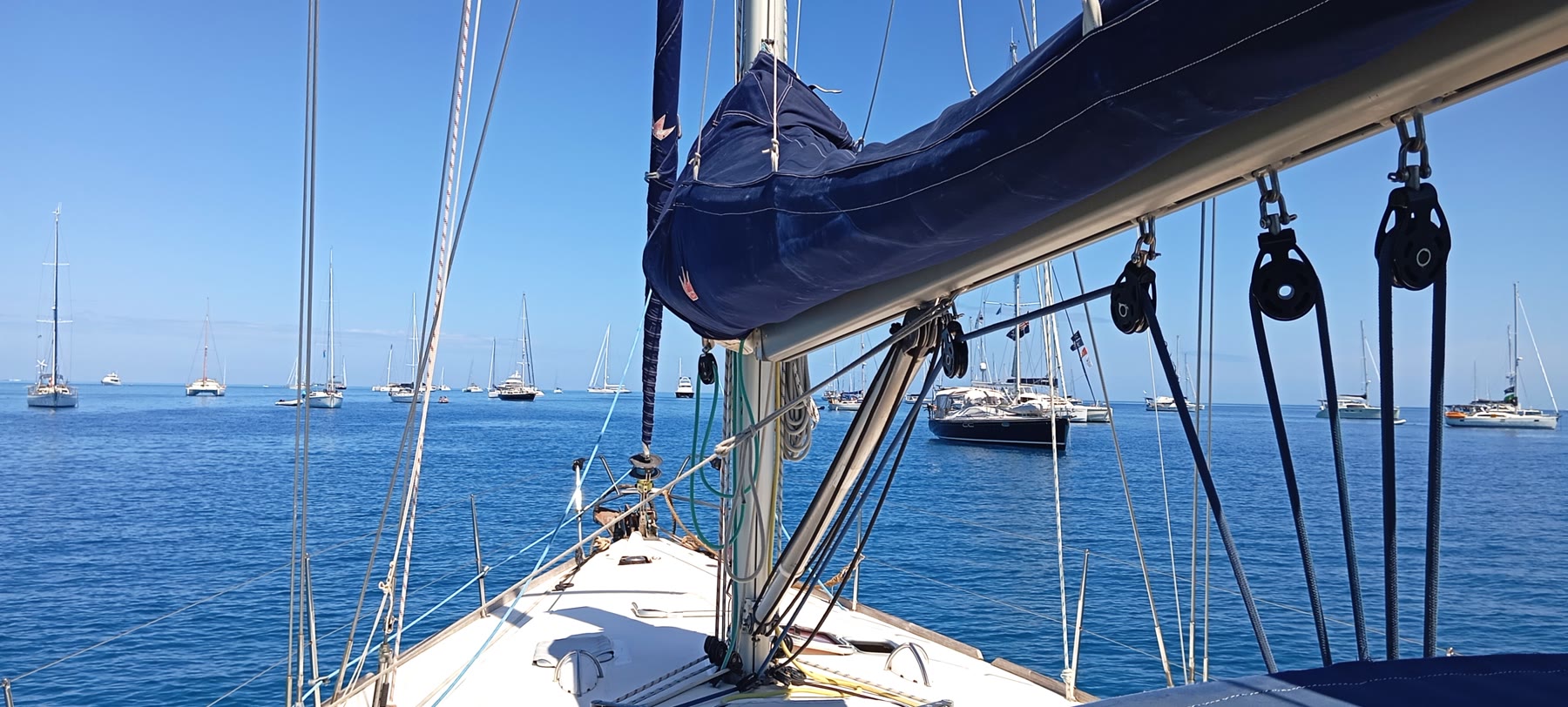 Boats sailing at sea