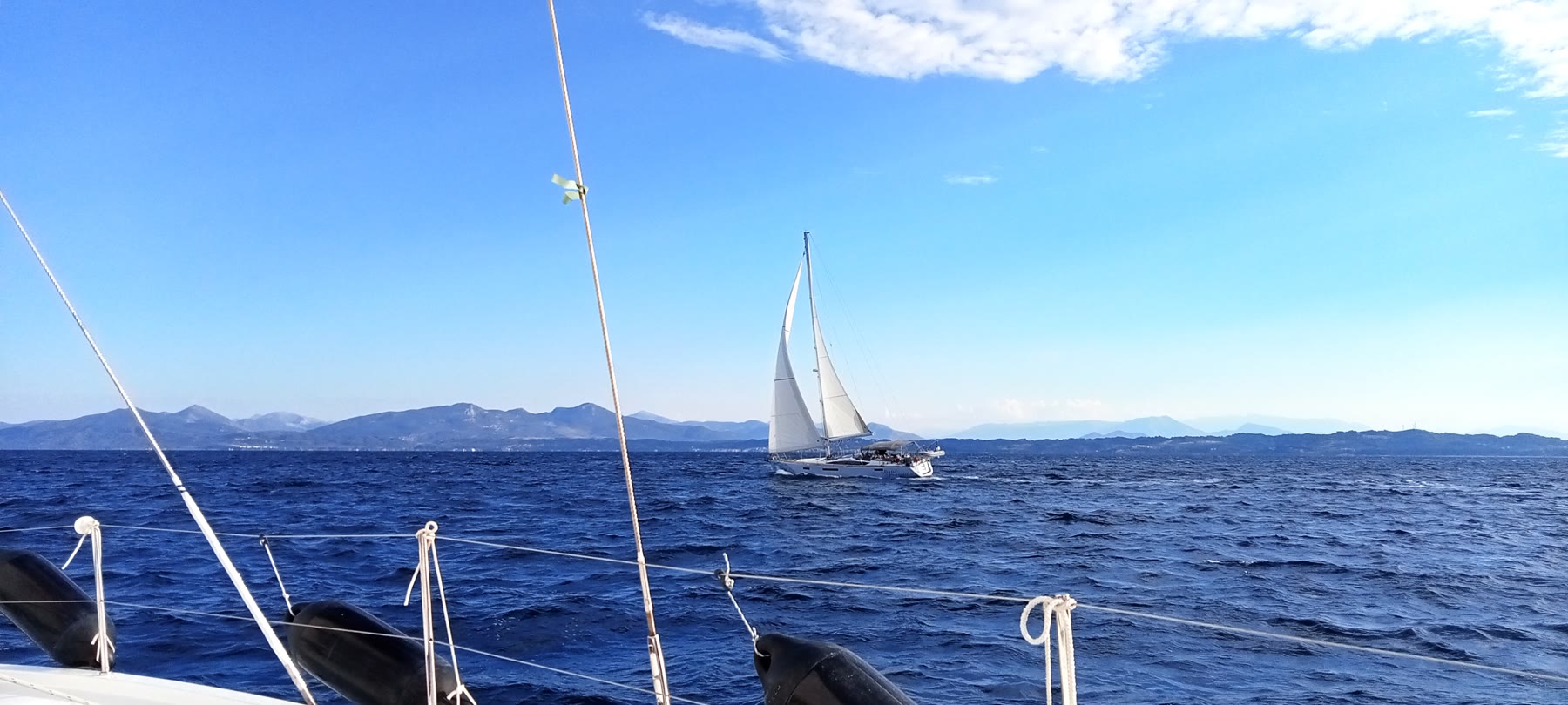 Boats sailing at sea